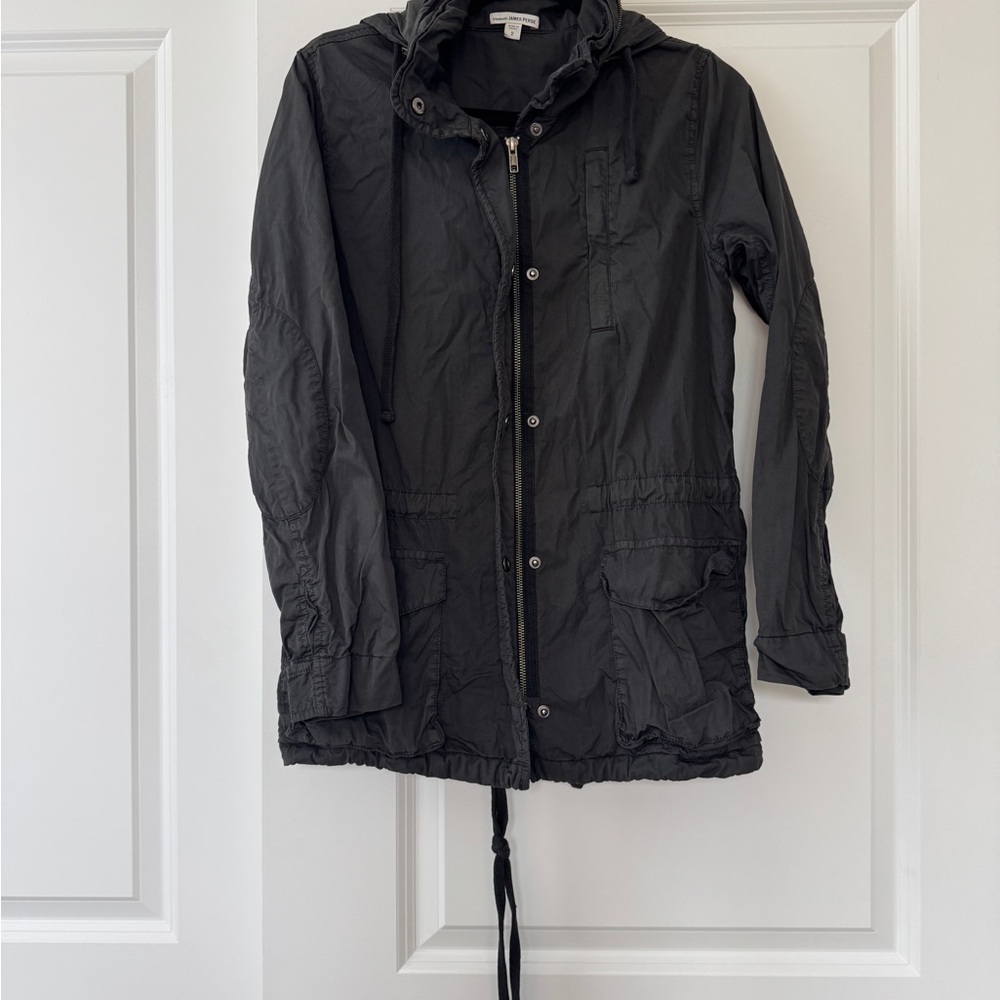 James Perse Women's Slate Gray Lightweight Utility Hooded Jacket
